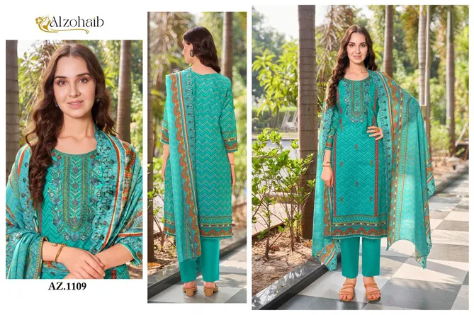 Alzohaib Az 1109 To 1111 Cotton Printed Pakistani Suits Online Wholesale